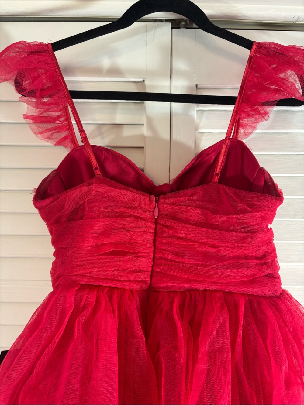 Lulus Women’s Fabulous Poise Tulle Tiered Red Maxi Dress Medium Formal New - Picture 6 of 14